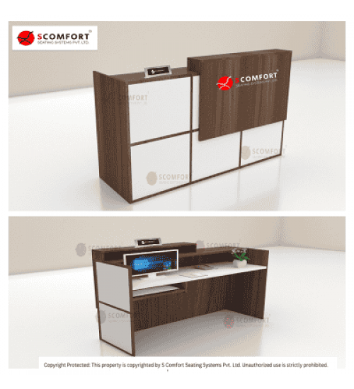 Scomfort SC-RT2 Reception Table with decorative box design with Sliding hutch for keyboard